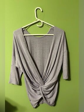Promesa Lavender T-shirt with Knotted Drop Back Detail